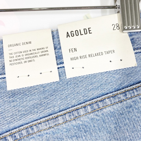 NEW Agolde Fen Light Wash High Rise Relaxed Taper Distressed Denim Jeans 28 - Picture 10 of 12